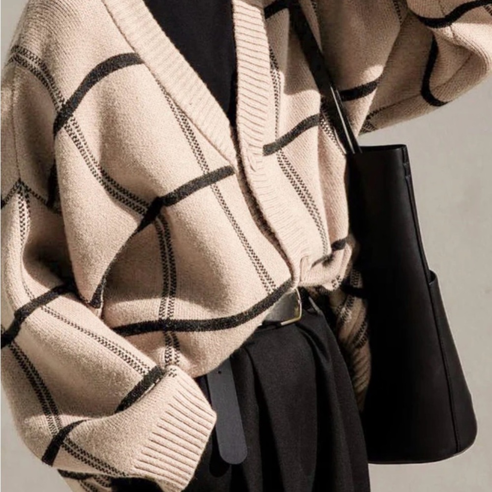 Oak & Fort OVERSIZED PLAID CARDIGAN Small